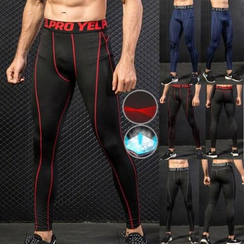 Men Running Tight Long Compression Pants High Waist Quicky Dry Breathable Sports Leggings Fitness Skinny Trousers