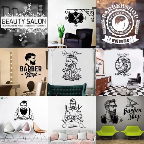 The barber Wall Decals Removable For Barber Shop Nature Decor Barber Store Salon Vinyl Mural adesivo de parede Stickers HY9983