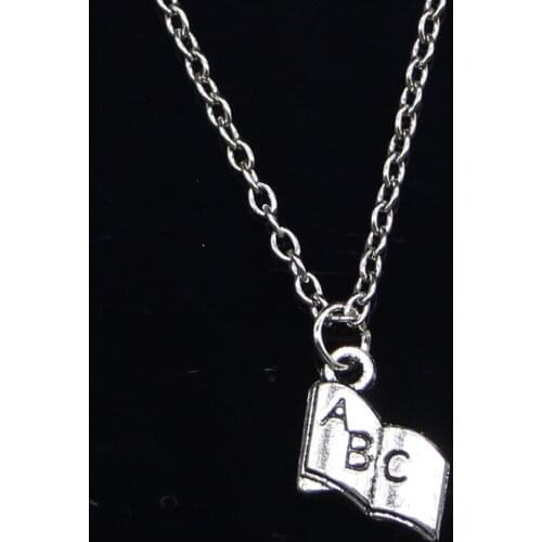 New Fashion Necklace 11x11mm opened book abc Pendants Short Long Women Men Colar Gift Jewelry Choker