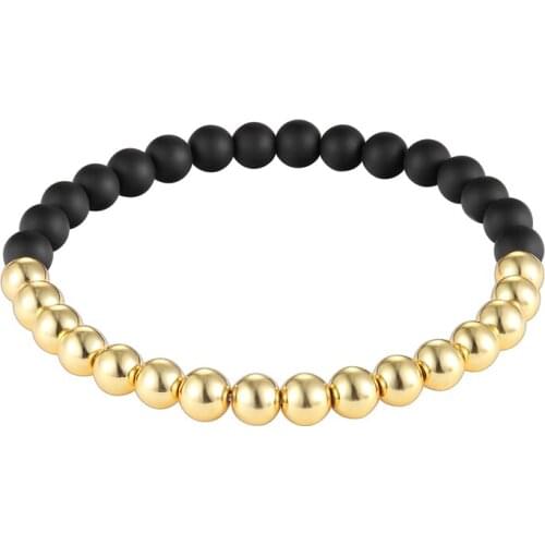 JAAFAR 2018 The new design of the charm bracelet black lava rock round 6mm geometric natural stone bracelet jewelry AS233