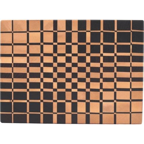Magenta Wood End Grain Cutting Board Three-Dimensional Symmetrical the Center To the Edge Gingham Pattern