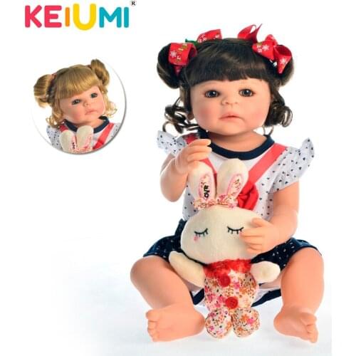 Lifelike Full Silicone Reborn Baby Dolls 55 cm Girl Handmade 22 Inch Princess Baby Doll For kids Playmate KEIUMI Boneca Reborn