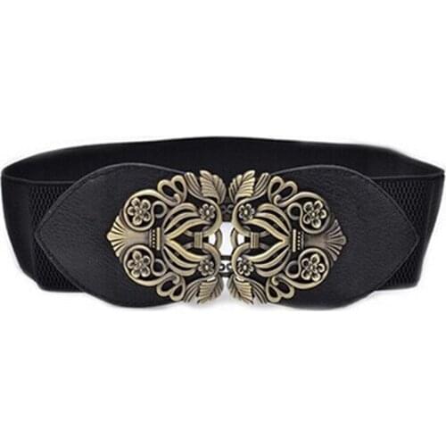 High Quality Belts For Women Black Waist Elastic Ladies Band Round Buckle Decoration Coat Sweater Fashion Dress Waistband