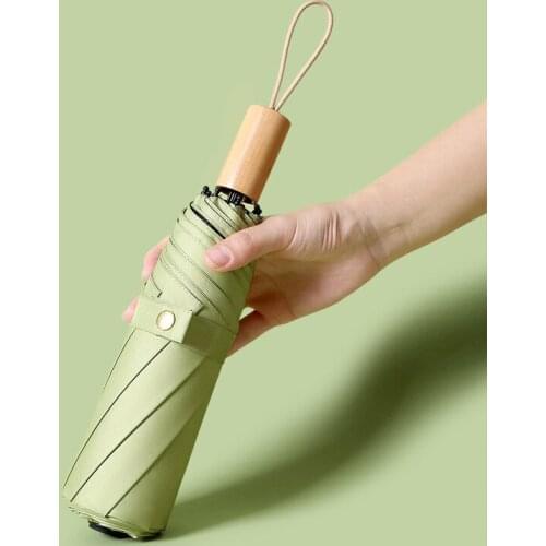 Manual Simple Solid Color Retro Men and Women Three-fold Umbrella Sunny and Rainy Umbrella