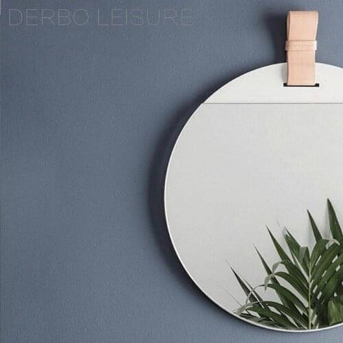 Modern Classic Design Loft Wall mounted Decoration Mirror, fashion popular living room bathroom Nice Design Real Leather Mirror