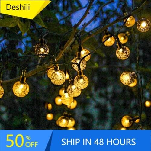 10m 1.8cm Crystal Ball Solar String Light Outdoor IP65 Waterproof Fairy Lamps Solar Garden Garlands Christmas Wedding Decoration