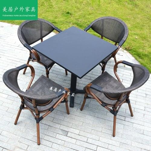 Outdoor table and chair courtyard iron balcony three-piece coffee shop milk tea shop leisure