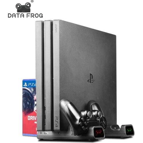 DATA FROG Vertical Cooling Fan Stand For PS4/PS4 Slim/PS4 PRO Console Dual Controller LED Charger Station For SONY Playstation 4