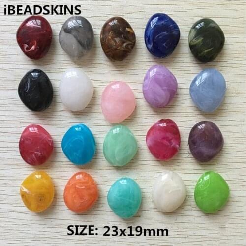 Choose color)23x19mm 190pcs/lot Acrylic marble effect Broad bean shaped beads for DIY beads Jewelry necklace making