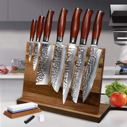 YARENH Professional Chef Knife Set - Kitchen Magnetic Knife Holder - Japanese Damascus Stainless Steel Knives Sets - Chefs Gift