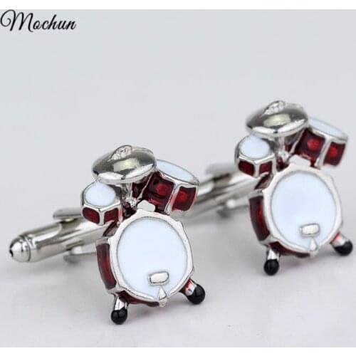 MQCHUN Classic Style Cufflinks Novelty Red Musical Instrument Cufflinks 3D Drum Design Gift For Men Wedding Jewelry High Quality