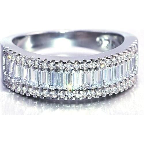 USTAR Shiny Square Cubic Zirconia Finger Rings for women Wedding jewelry silver color engagement rings female femme bijoux anel