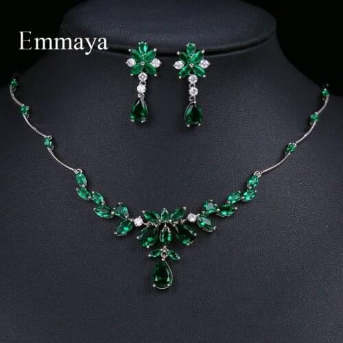 Emmaya Exquisite Pendant shiny Colorful Jewelry Clavicle Party dinner Design Cubic Zircon Pendant Necklaces Set For Lady