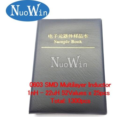 0603 SMD Multilayer Inductor Sample Book 1nH~22uH 52Valuesx25pcs=1300pcs Assorted Kit