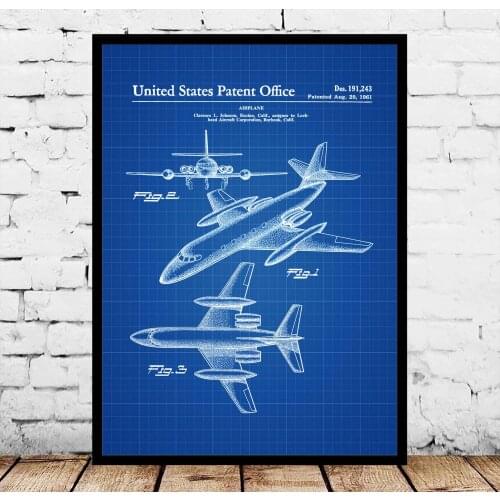 1961 Lockheed Airplane Patent Blueprint Poster