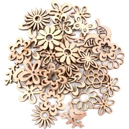 40Pcs Wooden Bird Hanging Ornament Scrapbooking Craft For Embellishments Handmade Painting DIY Handicraft Home Decoration 30mm