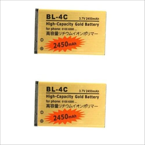 2pcs/lot High Capacity Golden BL-4C Mobile phone Battery for Nokia 6100 6300 6260 6125 6136S Battery 4C