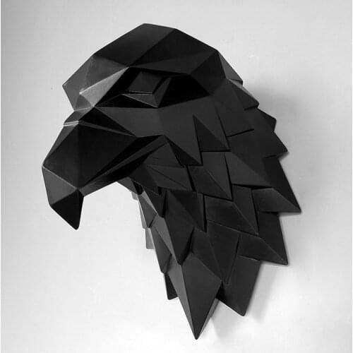 Home Decoration Accessories 3D Eagle Head Statue Animal Abstract Sculpture Wall Hang Decor Figurine Living Room Mural Art Craft