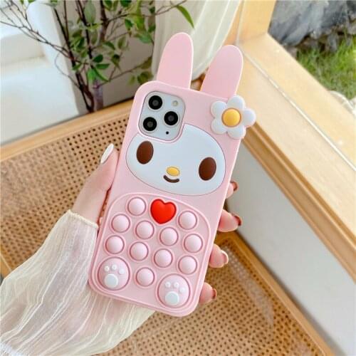 Bubble Fidget Reliver Stress Antistress silicone Rabbit Phone Case For iPhone 8 7 6 Plus SE 2020 X XR XS 11 12 Mini Pro Max Capa