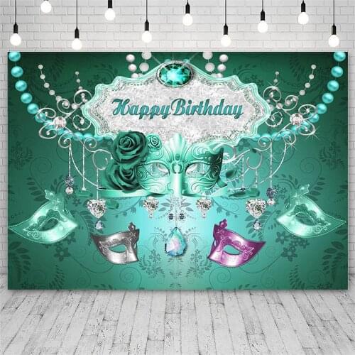 Avezano Green Mask Party Photo Backdrops Diamond Jewelry Luxury Birthday Portrait Decor Photography Background Studio Photocall