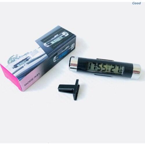 Car Digital Display Electronic Luminous 2 in 1 Thermometer LED Dashboard Clock
