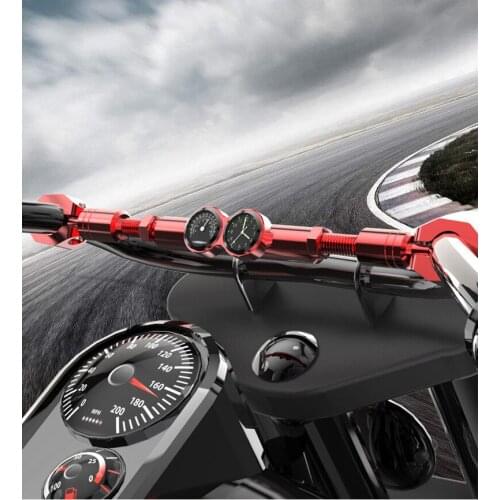 Motorcycle Aluminum alloy Balance Bar Cross Bars with Thermometer Time & Clock Watch Modification Accessories