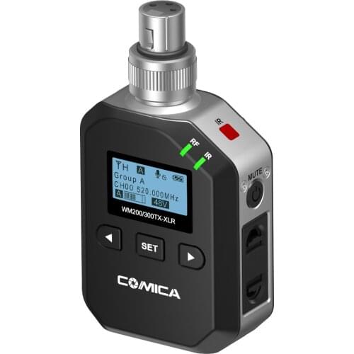 CoMica CVM-WM200/300-XLR UHF Wireless Plug-In XLR Transmitter 96-Channels Auto-Scanning 30M-60M Range Support 48V Phantom Power