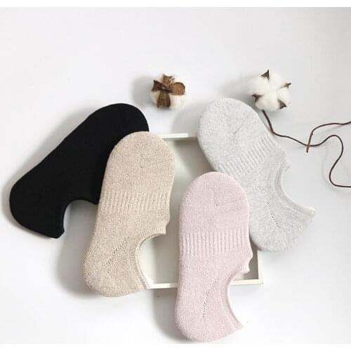 DONG AI new arrival women low cut no show invisible socks cotton female solid candy color nonslip soft breathable