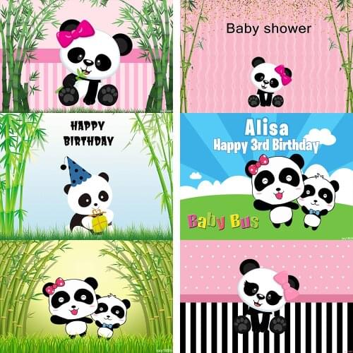 Photography Backdrop newborn baby bus Background bamboo Panda Baby Shower Party Banner Decoration Poster birthday Backdrop