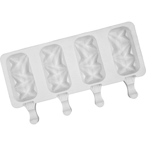 4-Cup Ice Cream Mold With Lid Silicone Cartoon DIY Popsicle Mold Homemade Fruit Juice Ice Cream Maker Moulds