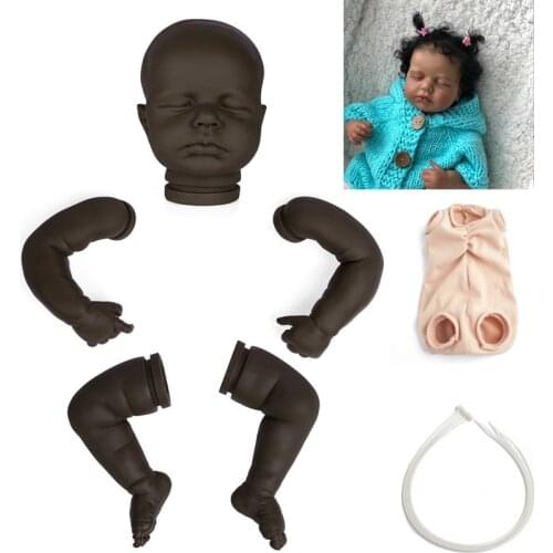 ADFO Reborn Doll Kit 20 Inches Loulou Black Skin DIY Unassembled Baby Girl Dolls Realistic Africa America Vinyl Silicone Parts