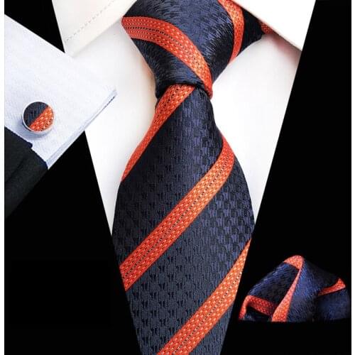 Linbaiway Fashion Wedding Tie for Men Hanky Cufflinks Gift Tie Set Neck Ties Handkerchief Cufflinks Men Printed Ties Custom LOGO