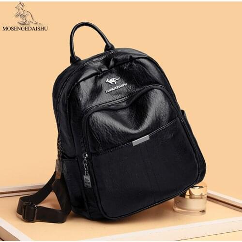 Fashion Multifunctional Design Ladies Shoulder Bags 2021 High Quality Leather Women Travel Bag Solid Color Design Backpack Sac