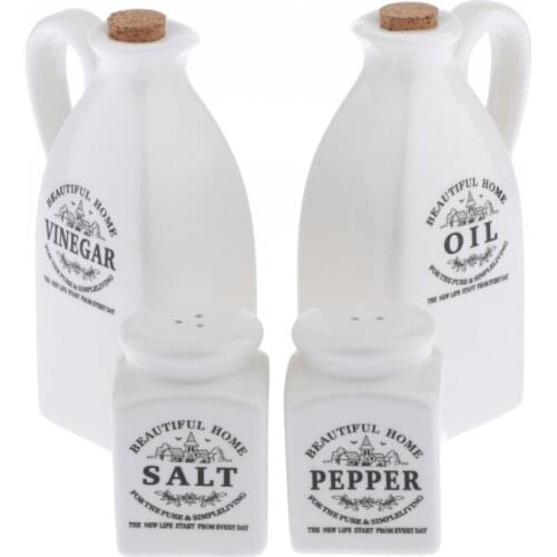 Kitchen Seasoning Storage Set Ceramic Vinegar/Oil Bottle Pepper/Salt Shaker