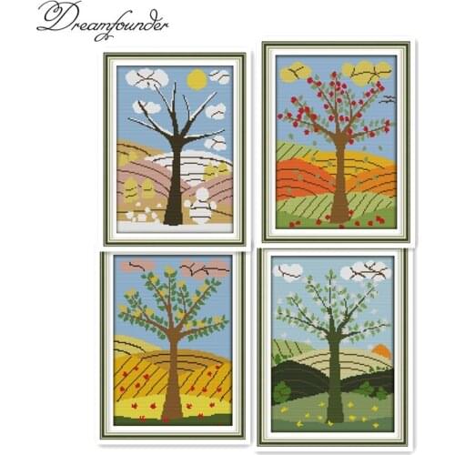 Four great beautycross stitch kit aida 14ct 11ct count printed canvas stitches embroidery DIY handmade needlework