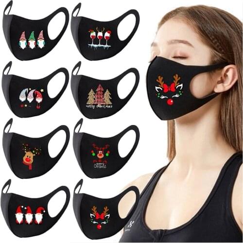 New Christmas Decoration Adult Elk 3D Printed Face Mask Merry Christmas Gift Windproof Mouth Mask Xmas Decor Gifts New Year 2022