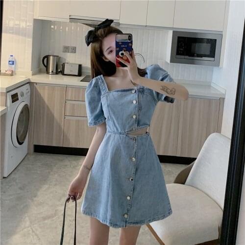 Solid blue woman dress Square collar High Waist Sexy Club dresses for women Short Sleeves Bodycon Ruched Mini vestidos 2021