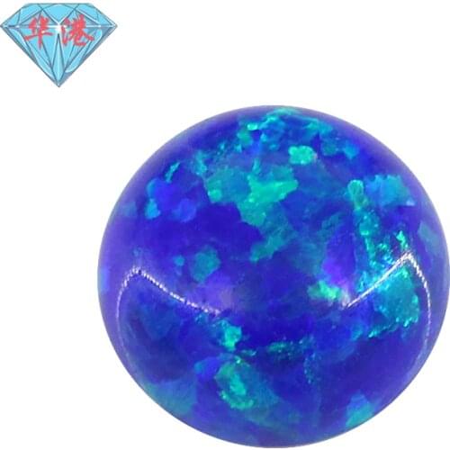 OP27 Blue Round Shape Cabochon Opal Flat Back Beads Synthetic Gemstones For Jewelry Making DIY 3.0mm~7.0mm Free Shipping