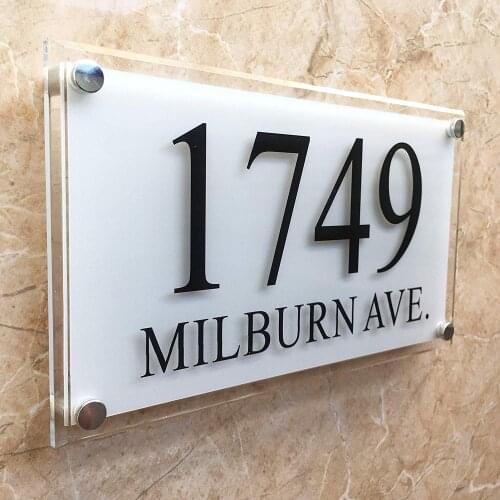 Personalised !Large Modern Crystal Effect House Signs Plaques Door Numbers 1-9999 Street Name Plate Elegant