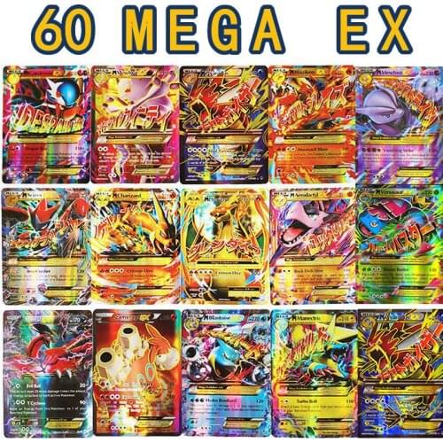 60pcs Mega EX Pokemon Cards Box Display English Version Pokémon Shining Cards Playing Game Collection Booster Kids Toy Gift