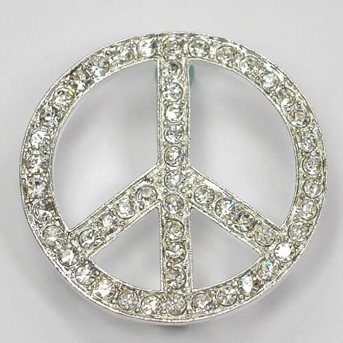 Silver Plated Brooch Clear Rhinestone Peace mark Pin brooches C518-A