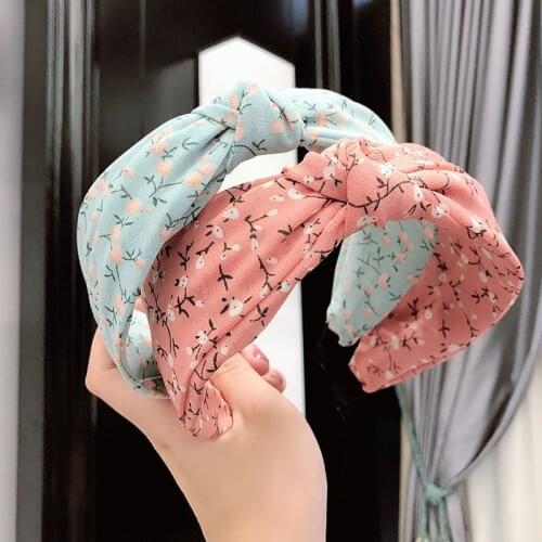 Pastoral Style Spring Fresh Color Hairbands Girls Adult Small Flowers Headband Multi-Layer Cross Knot Hair Accessories For Women