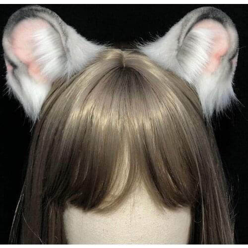 Hand Made Work Mouse Ears Hairhoop Animal Cosplay Prop Gray Black Color Headwear For Cosplay Game Party Halloween
