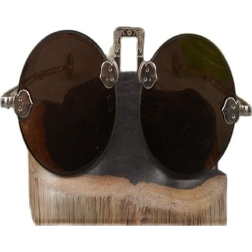 Old Shanghai Republic natural crystal glasses pure copper frame sunglasses