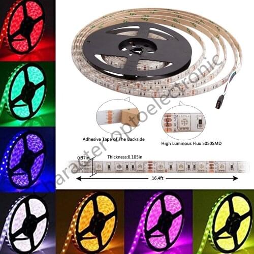 LED Strip 5050 RGB Black PCB DC12V Flexible LED Light 60 LED/m5050 LED Strip RGB/White/Warm White/Blue/Green/Red