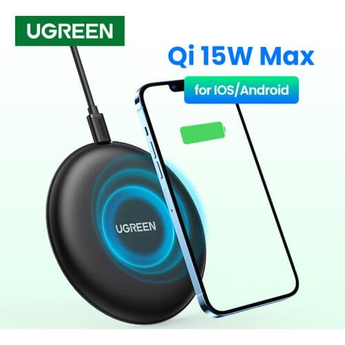 Ugreen Wireless Charger for iPhone 12 X Xs Xr 8 15W Qi Fast Wireless Charging Pad for Samsung S10 S9 Note 9 Xiaomi Charge