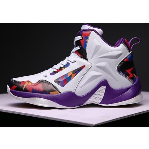 2020 Big Size Printing High top Basketball Sneakers Non slip Thick Sole Bounce Trainers Basketball Shoes Men Unisex Sports Shoes