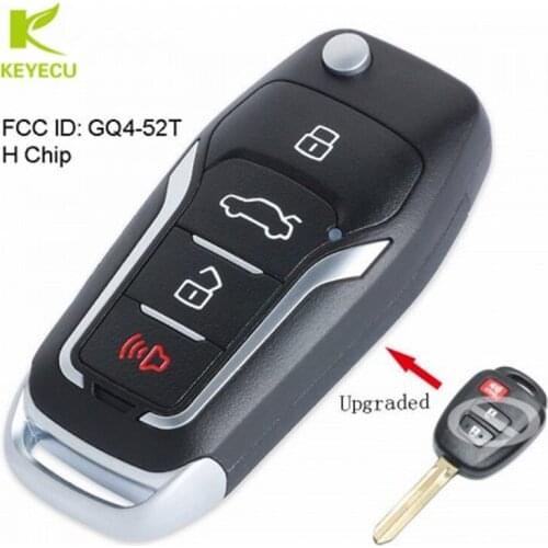 KEYECU Replacement Upgraded Use for 3 Button Remote Key Fob for Toyota RAV4 Highlander Tacoma FCC: GQ4-52T With H Chip