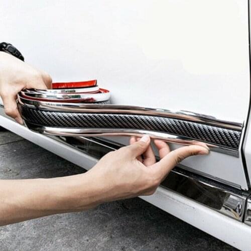 1 Roll Of Anti-collision Strip Silver Carbon Fiber Side Skirt Door Sill Protector Edge Guard Strip Suitable For Most Cars Trucks
