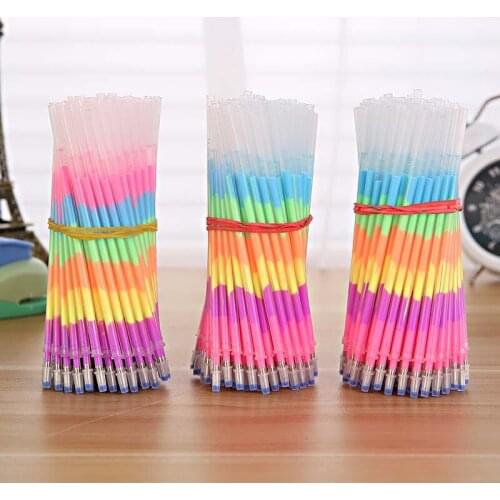 100 pcs/lot Colorful Gel Pen Refill 0.5mm Signature Drawing Ink Refills Office School Stationery Writing Supplies